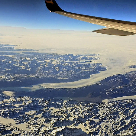 Overflying Greenland en route to Iceland.