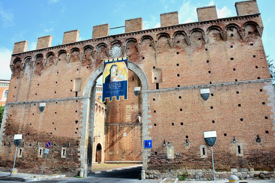 Siena Italy's 14th century fortified city gate, the Porta Romana.