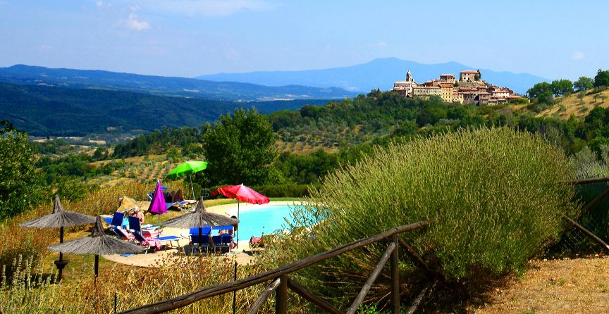 The pool at Alta Maremma Estate comes with a grand view of the Highlands of rural Tuscany. Photo © Home At First.