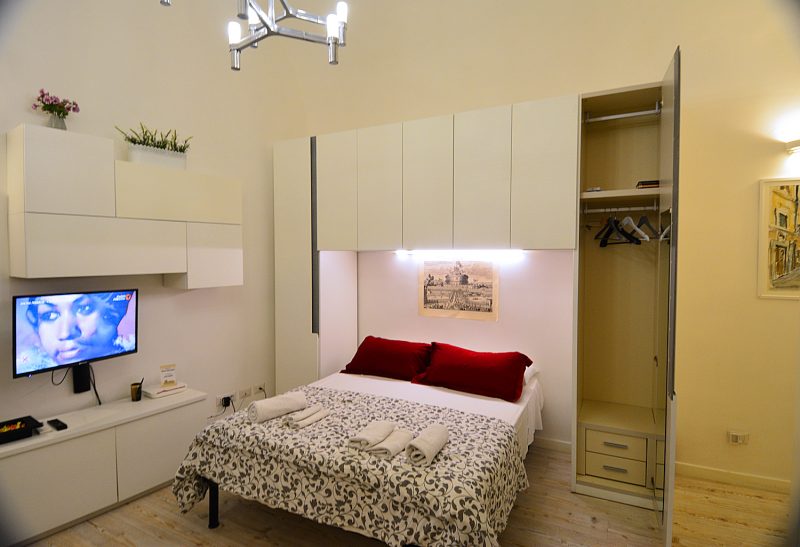 The sleeping area at the Tiber Apartment