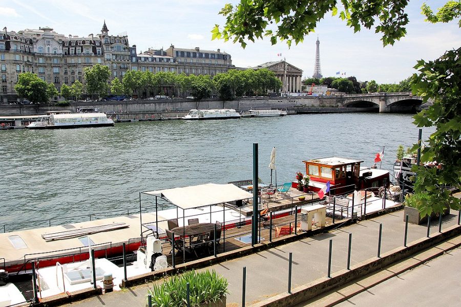 View of Notre Bateau-Mouche from the River Seine promenade by the Tuileries Gardens. Photo courtesy the concierge.