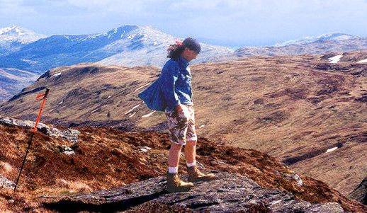 Hiker atop the Braes of Balquhidder. Rob Roy walked here.