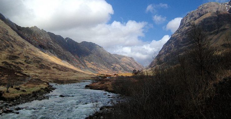 Glen Coe river canyon, western Central Scotland.