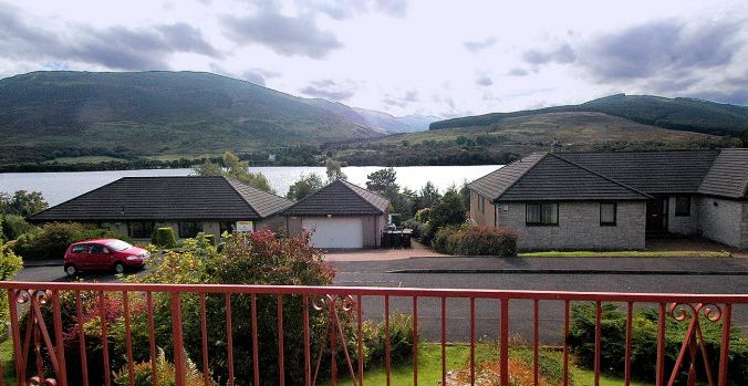 The view south across Loch Earn from Home At First's Castleview Cottage in Lochearnhead.