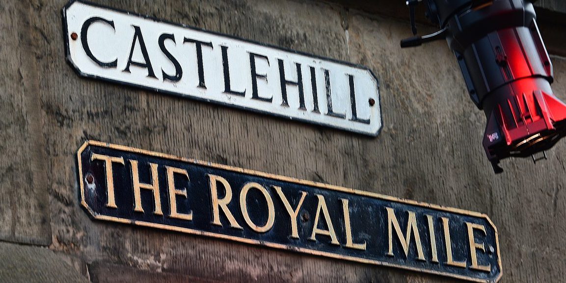 Edinburgh - Castle Hill Royal Mile Street Signs - 121219-9170 - 2000x961 72dpi - Photo copyright Home At First Street signs atop the Royal Mile at Castle Hill