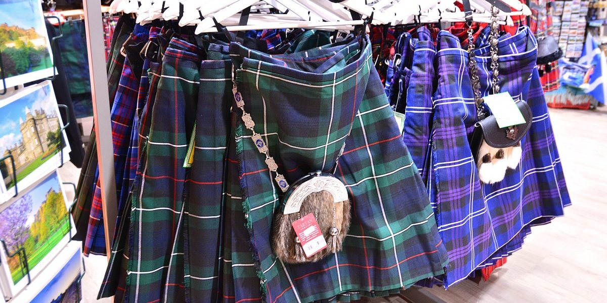 Edinburgh - Kilts for sale at tourist tartan shoppe - Photo copyright Home At First Edinburgh - Kilts for sale at tourist tartan shoppe