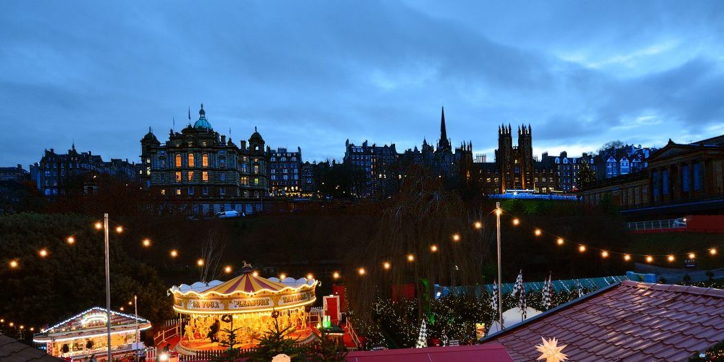 Edinburgh - Old City Silhouette behind festive East Princes Street Gardens - Photo copyright Home At First Edinburgh - Old City Silhouette behind festive East Princes Street Gardens.