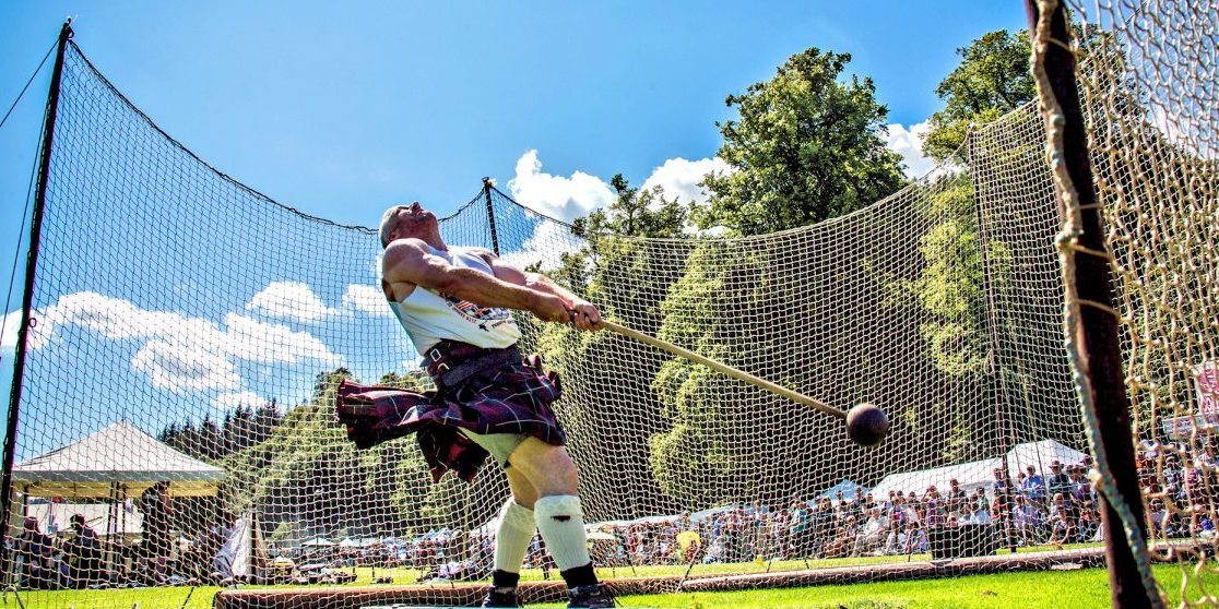 Hammer throw at the Inveraray Highland Games. Andrew Pickett Photo © VisitBritain.