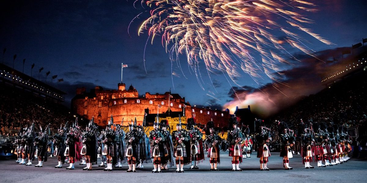 Edinburgh - Military Tattoo at the Castle - VB34148180 - 2000x1077 72dpi - Andrew Pickett Photo copyright VisitBritain Pipe Band performing at the annual Edinburgh Military Tattoo at the Castle. Andrew Pickett Photo © VisitBritain.