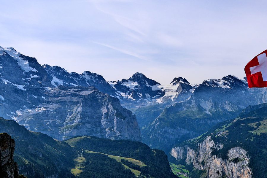 THE BERNESE OBERLAND - The Bernese Alps & Lauterbrunnen Valley from Männlichen above Wengen.