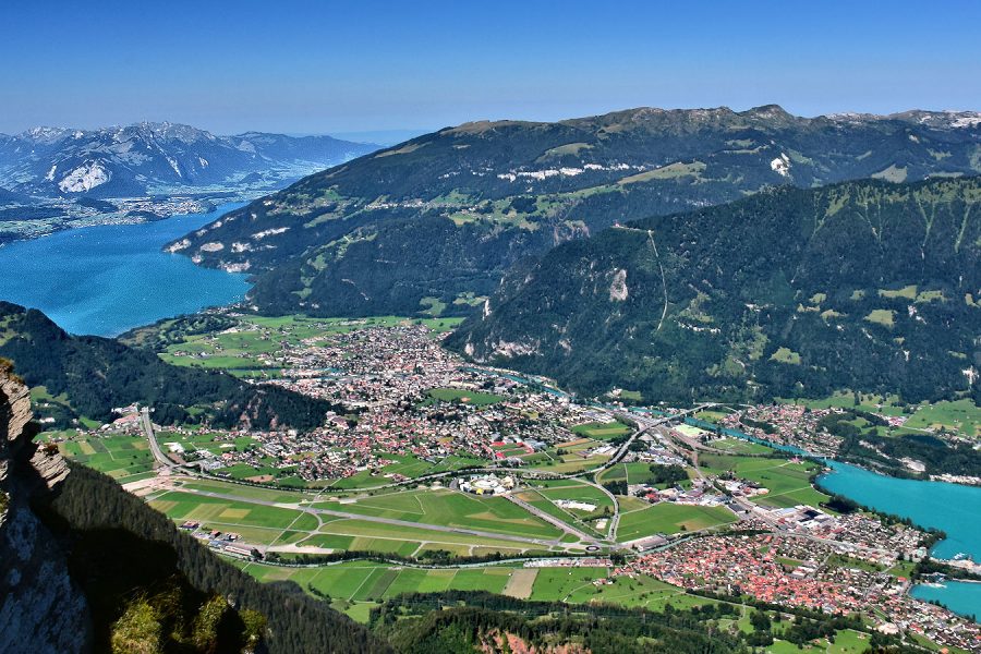 THE BERNESE OBERLAND - Interlaken viewed from the Louchera ridge by Schynige Platte.
