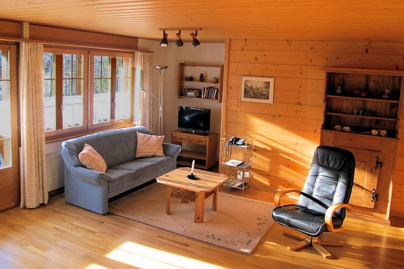 Chalet Balmhorn - 1-bedroom 2nd floor apartment - living room and balcony