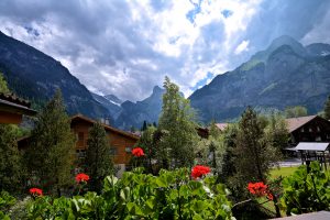Balcony view from a Home At First Kandersteg chalet apartment.
