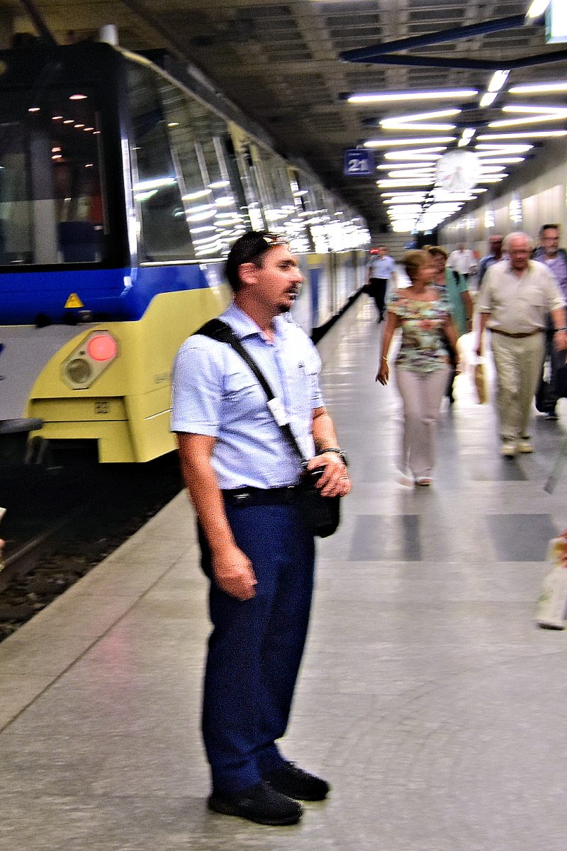 Centovalli train arrival at underground station in Muralto.