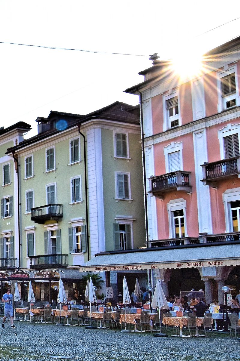 Sunset brings diners to Piazza Grande