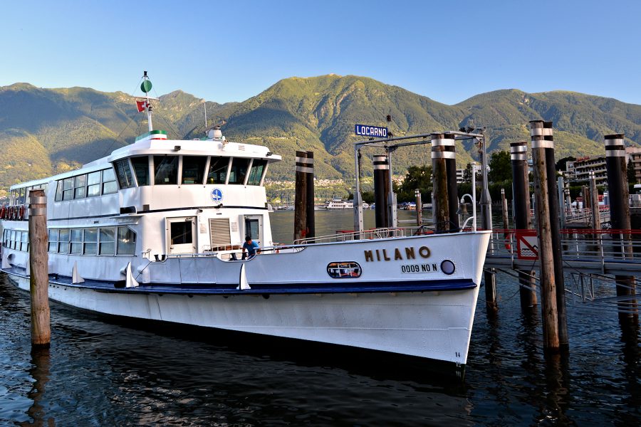 Ticino - Locarno - MS Milano passenger ferry moored at Locarno Debarcadero