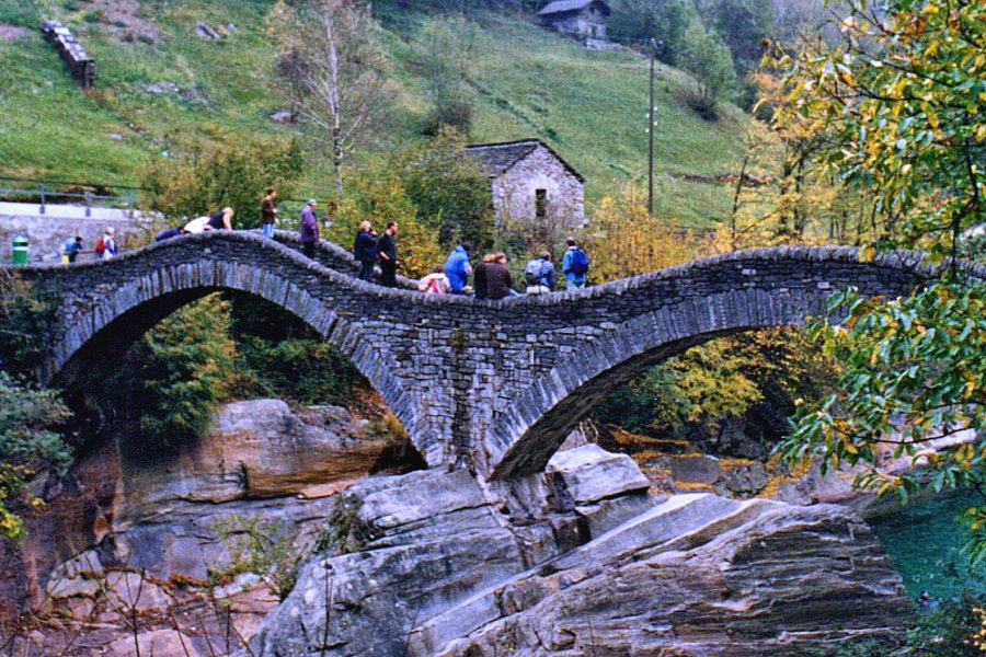 Ticino - Verzasca Valley - Twin Arched Bridge at Lavertezzo