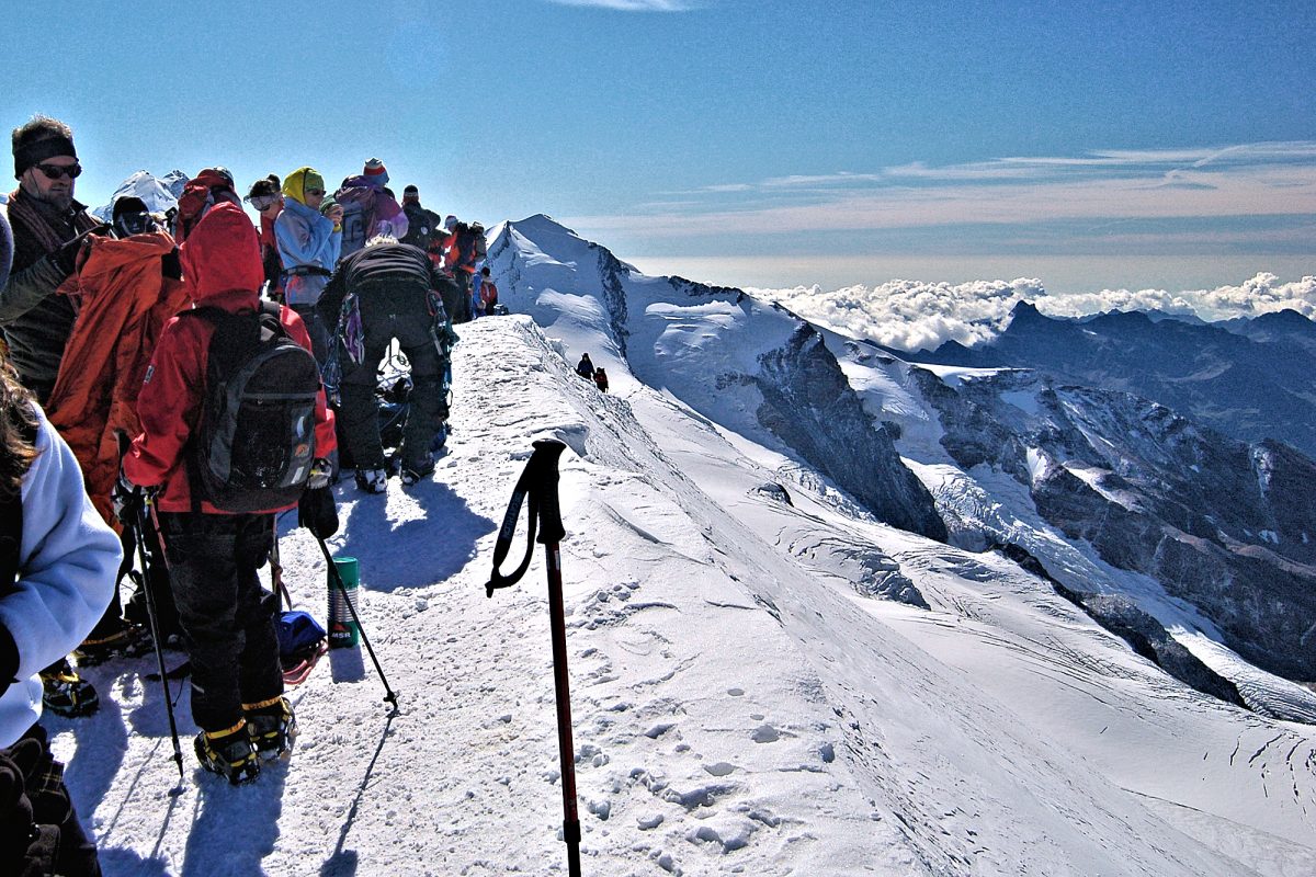 Breithorn - crowds make the top the danger zone.