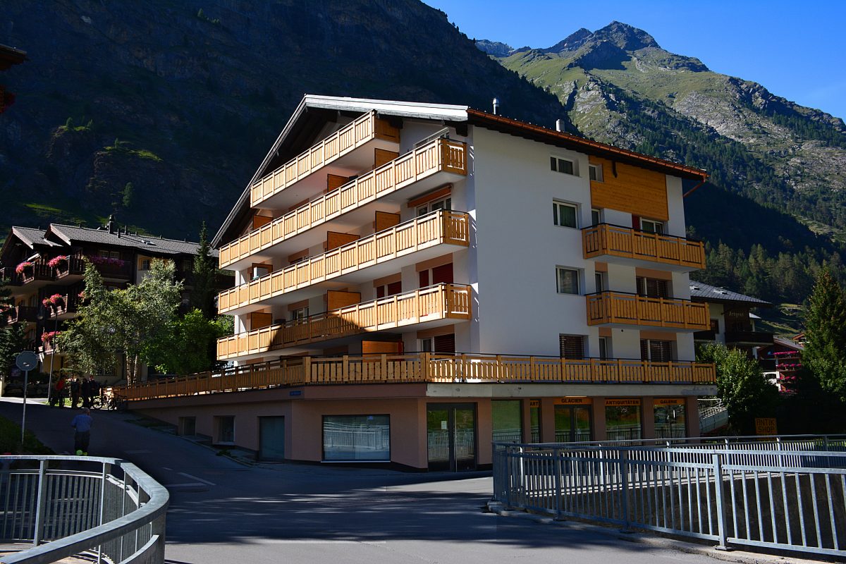 Riverview Apartment — external view from the river bridge.
