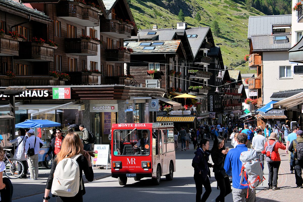 The Bahnhofstrasse — busy by mid-morning