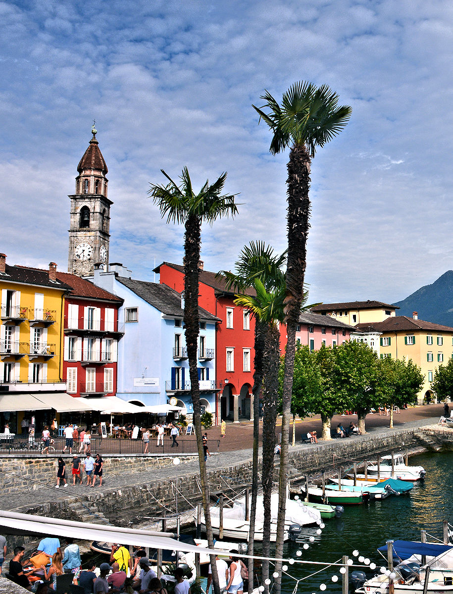 Ticino - Ascona's Borgo old town waterfront.