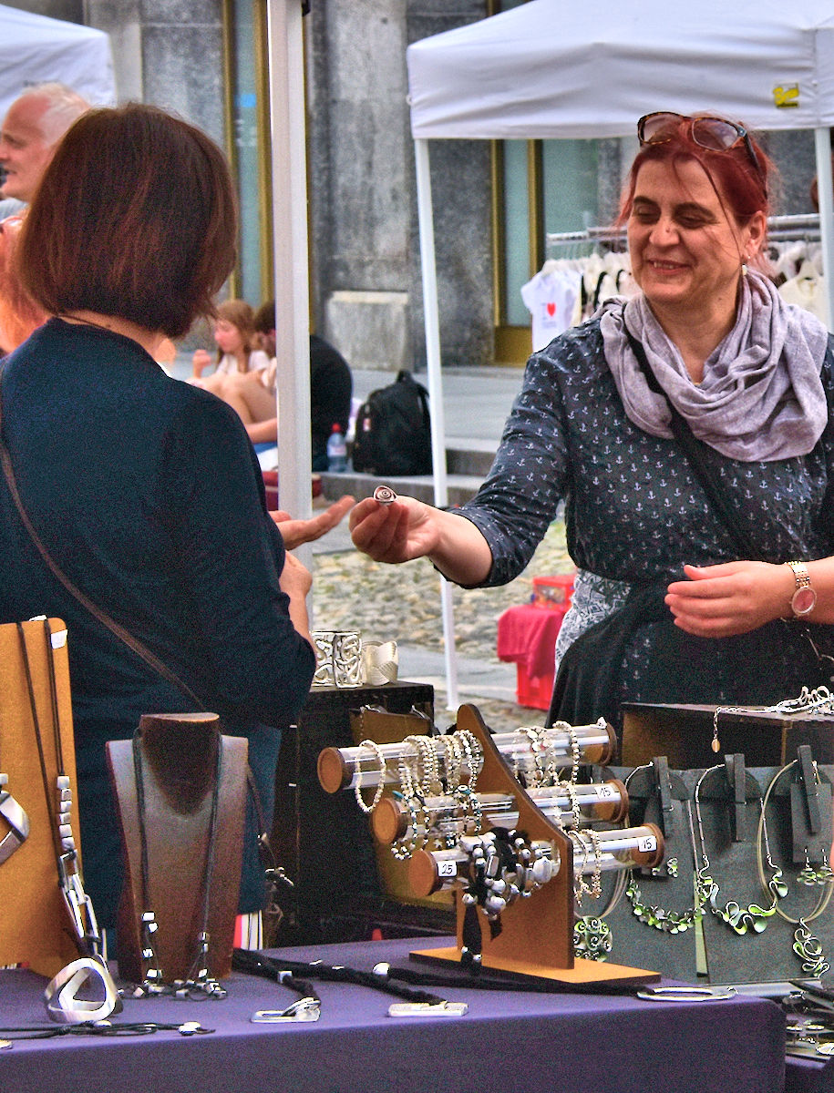 Ticino - Shopping at Open-air Market.