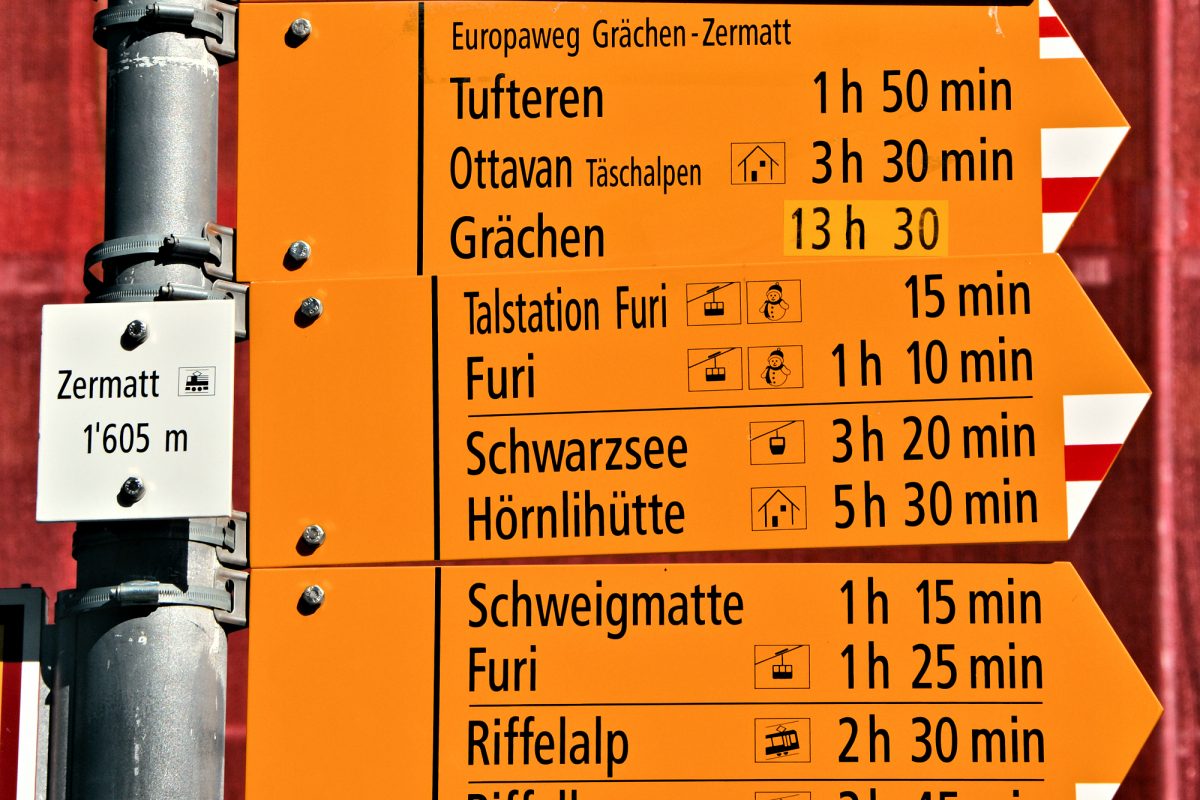 Zermatt - Hiking Signs.