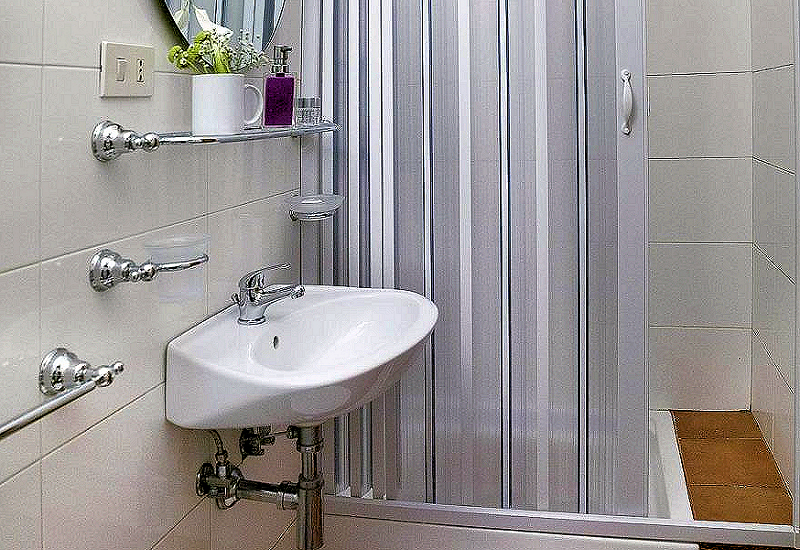 The Vatican Apartment bathroom with shower.