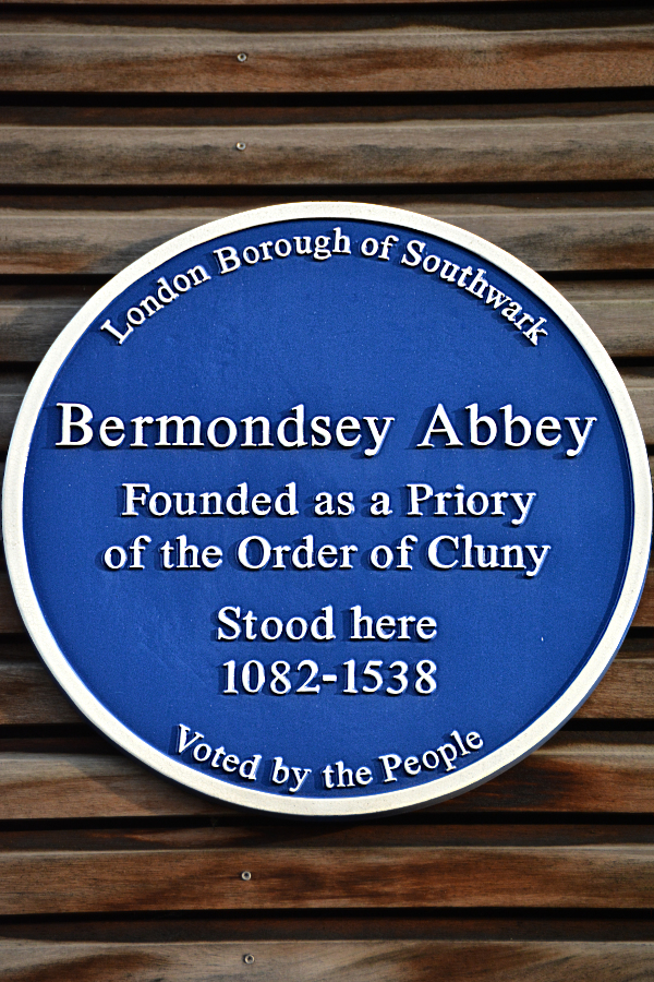 Site of medieval Bermondsey Abbey - London Borough of Southwark Blue Plaque.