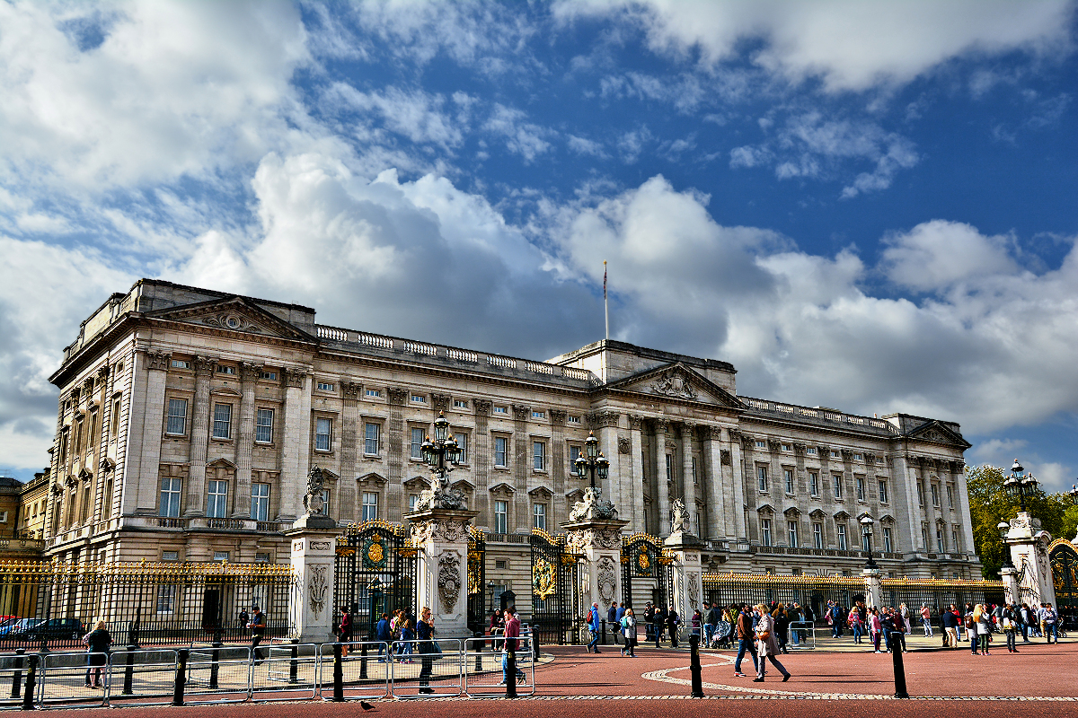 Buckingham Palace, grand London residence of Queen Elizabeth II.
