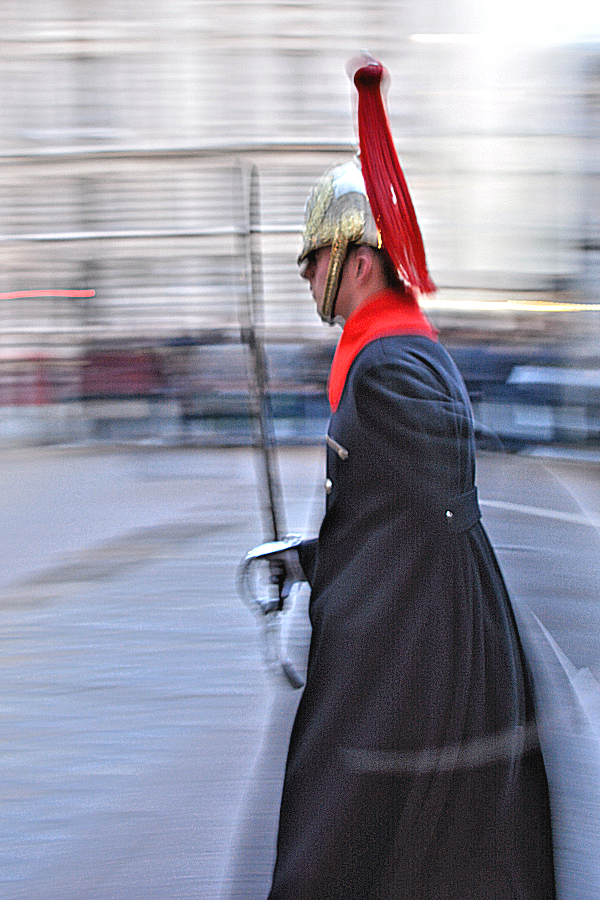 Man about Town: Horseguard whirling Dervishly at the evening guard changing along Whitehall.