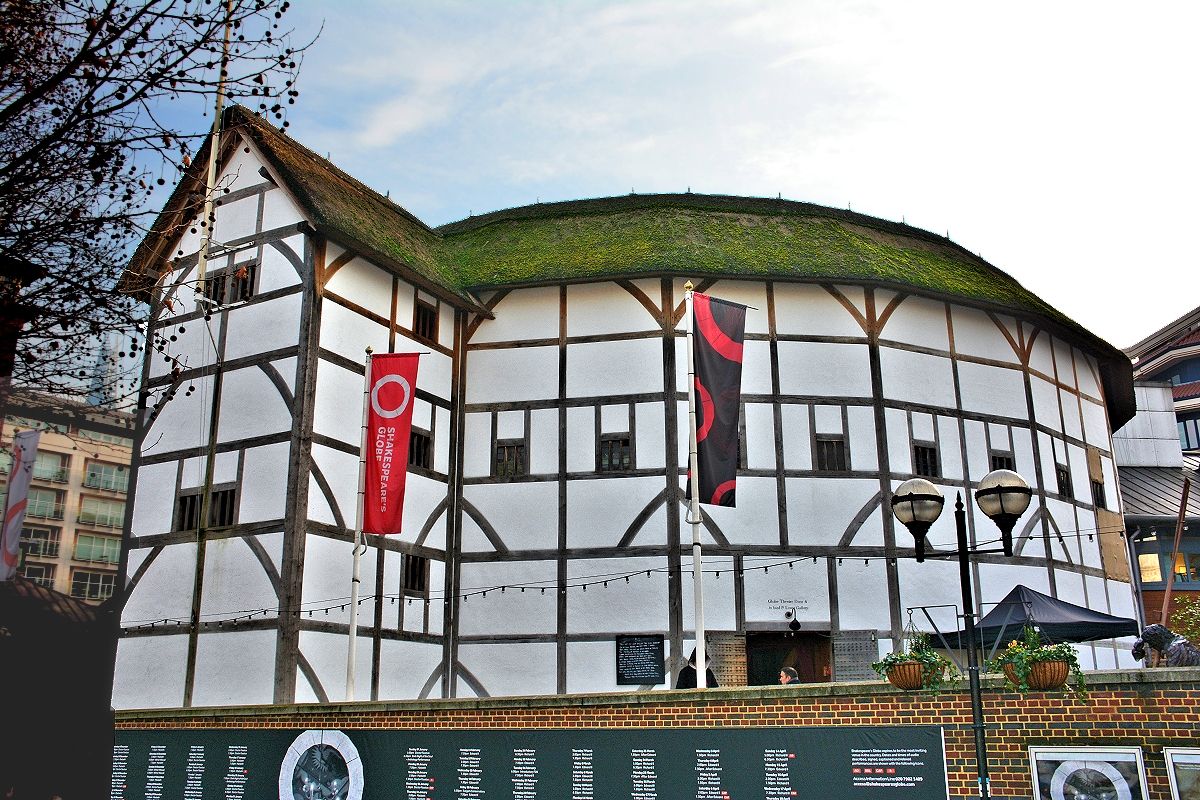 Shakespeare's Globe Theatre, Bankside, at the south end of Millennium Bridge.