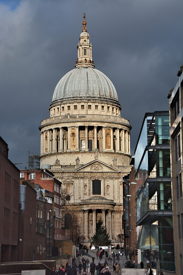 London Old & New: St. Paul's Cathedral viewed from the north end of the Millennial Bridge.