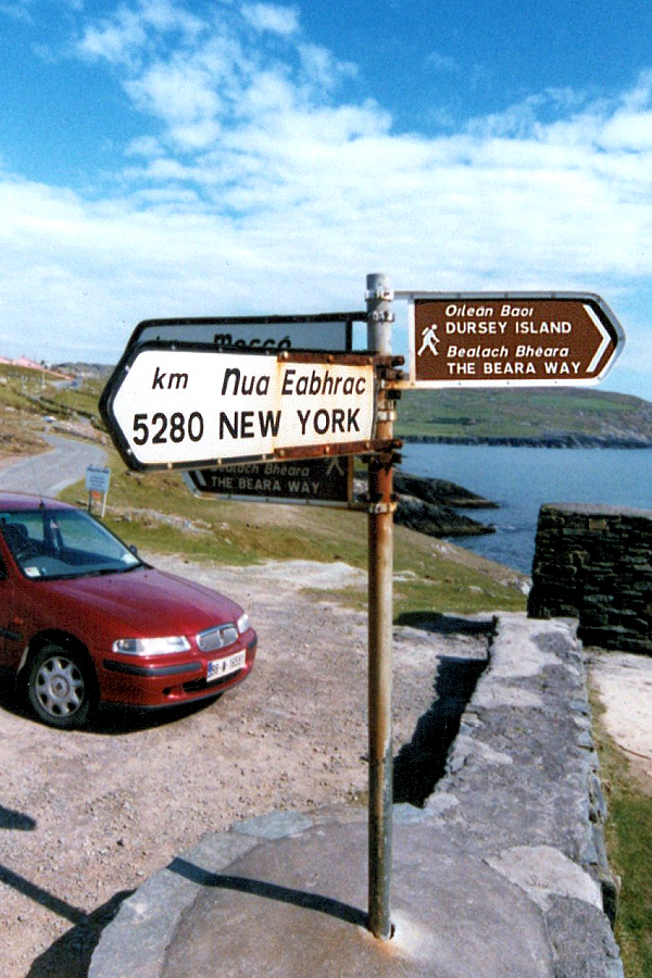 It's an undriveable 3168 miles to New York from the southwestern corner of Ireland.