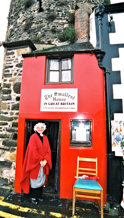 NW Wales: Conwy — The Smallest House in Britain and much to small for Home At First's Wales cottage vacations. Photo © Home At First. NW Wales: Conwy — The Smallest House in Britain and much to small for Home At First's Wales cottage vacations. Photo © Home At First.
