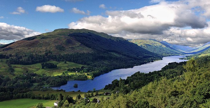 With Balquhidder village directly below this vantage point, Balquhidder Glen stretches ten miles west. Photo by Niamh Barber.