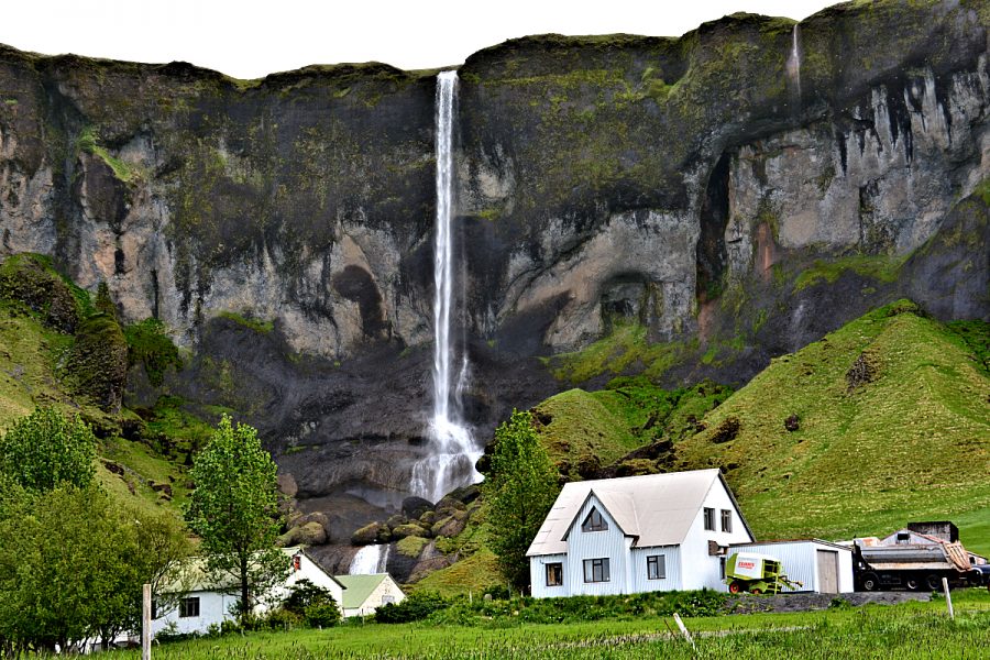 Iceland Landscapes: Waterfall in the back yard. Photo © Home At First.