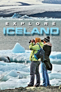 Explore Iceland - couple at glacial lagoon. Photo © Home At First. Sale on Home At First custom, independent, international travel to Iceland!
