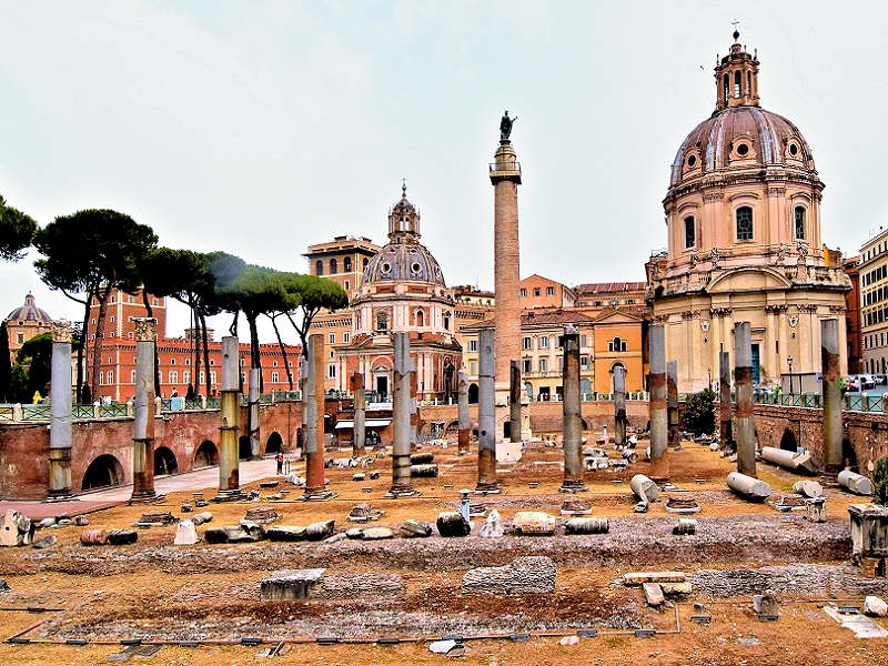 The Forum of Trajan, or Trajan's Market, in central Rome. Photo © Home At First