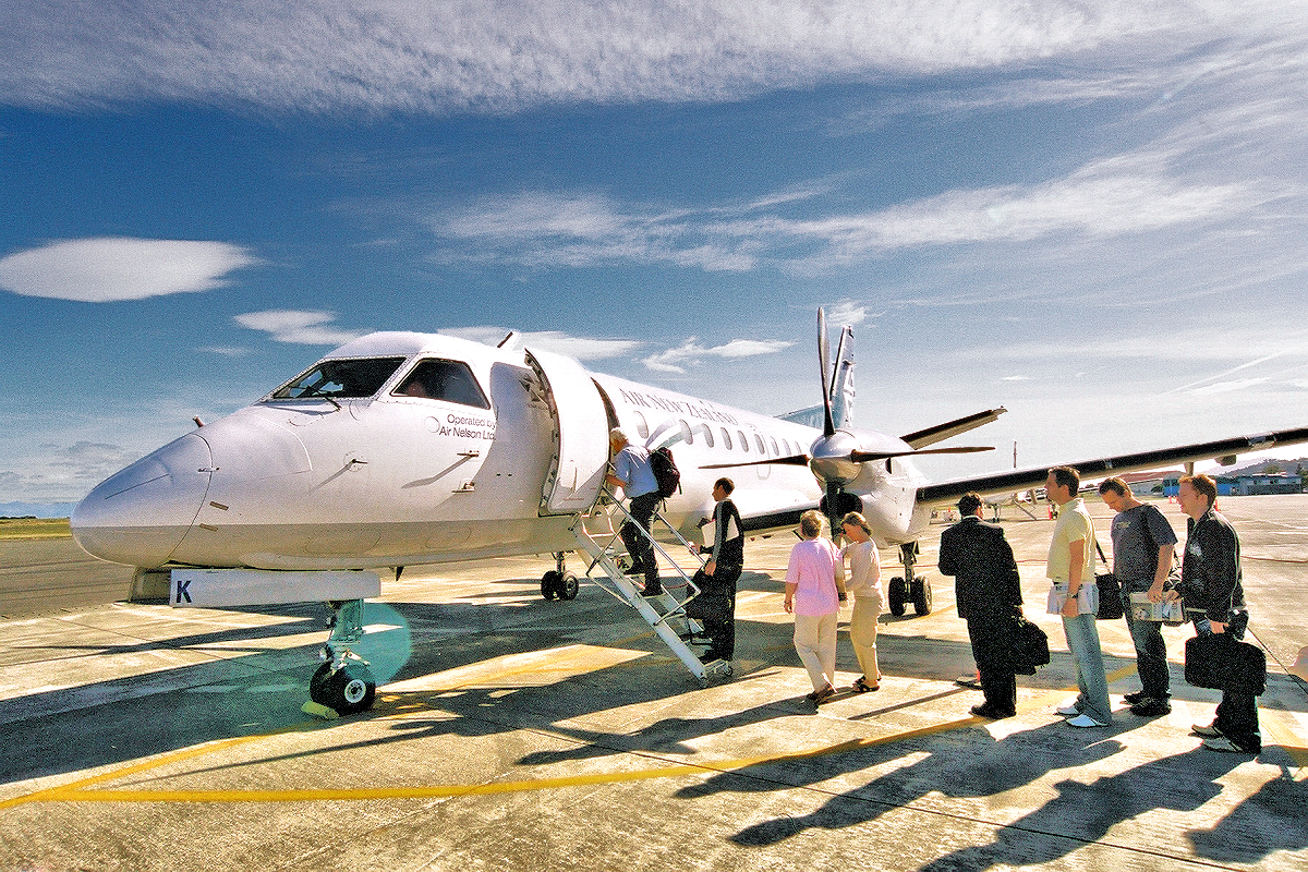 South Island - boarding Air NZ domestic flight at Nelson Airport. Photo © Home At First.