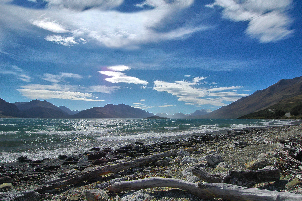 Queenstown Region: Lake Wakatipu in a windstorm. Photo © Home At First.
