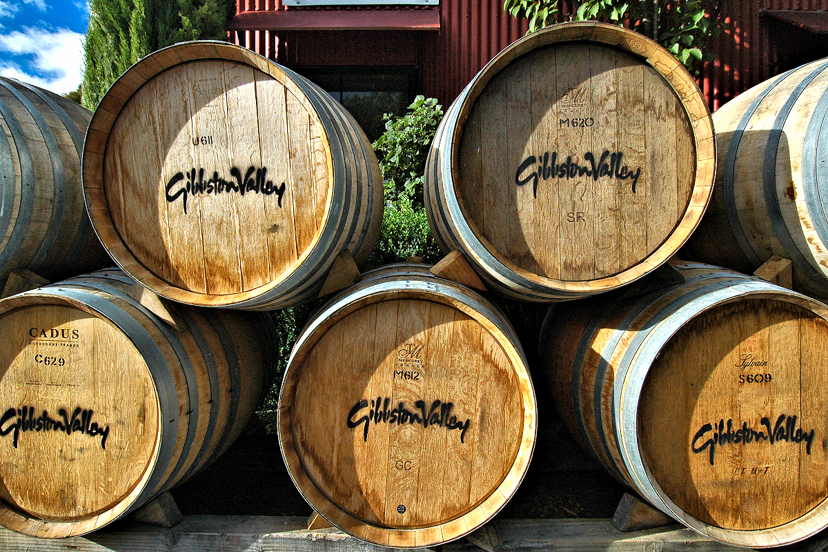 South Island: Queenstown Region - Barrel stack at Gibbston Valley Winery. Photo copyright Home At First.