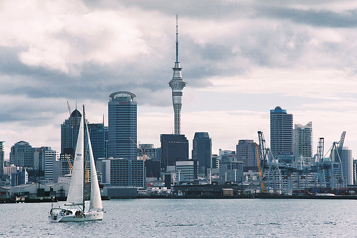 Auckland: City of Sails on a cloudy day. Photo © Home At First.