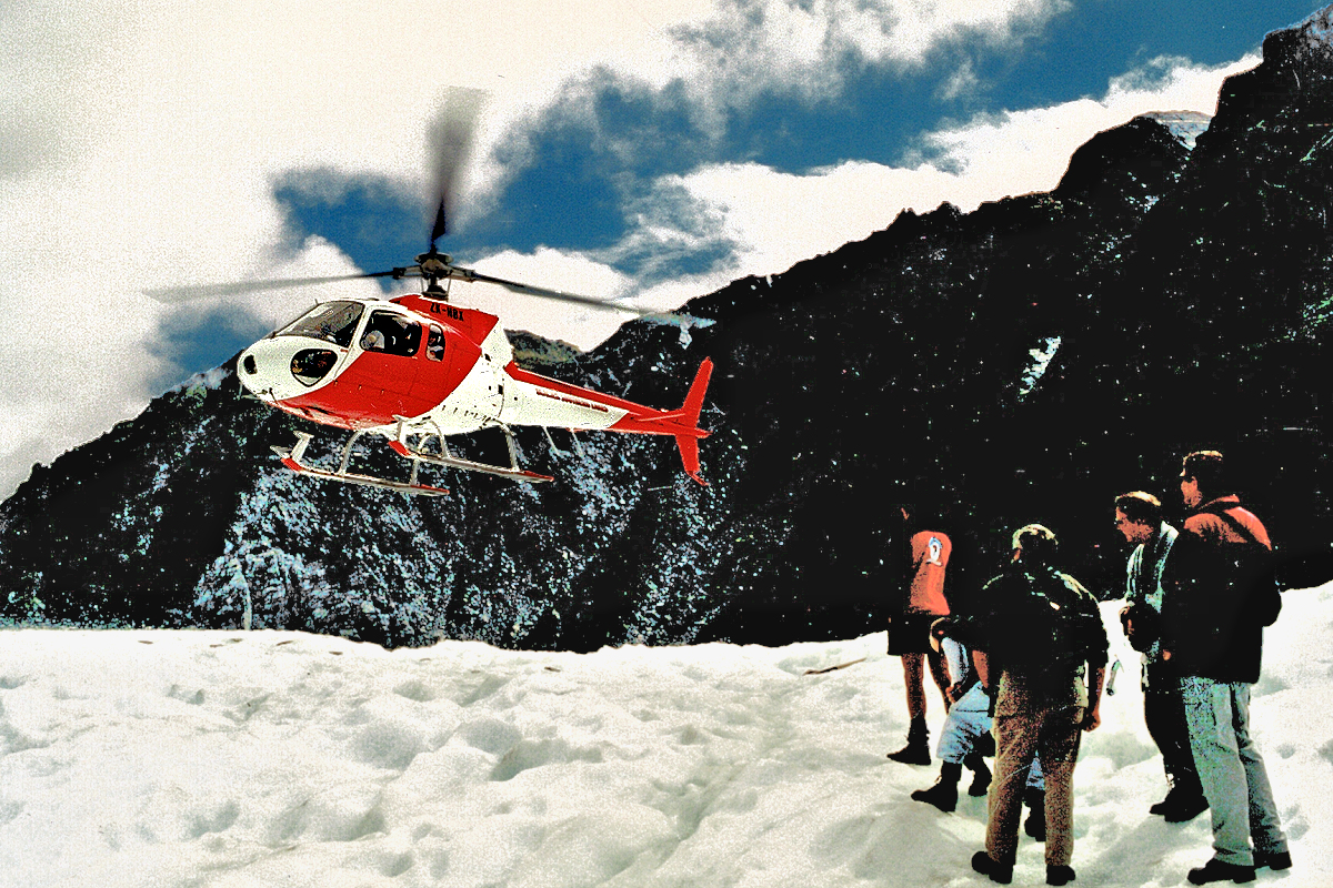 Westland: Heli-Hikers landing on Fox Glacier. Photo © Home At First.