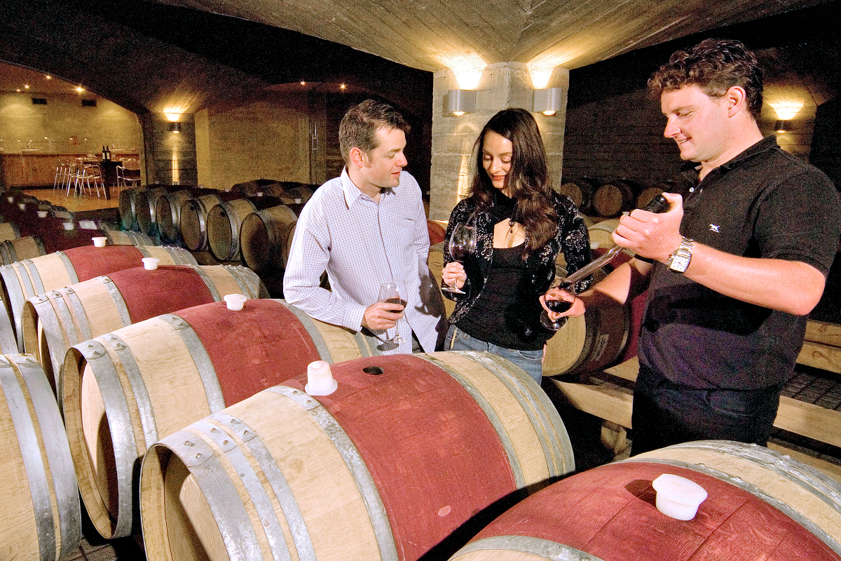 Hawkes Bay winery: tasting in the wine cellar. Photo Venture Hawkes Bay.