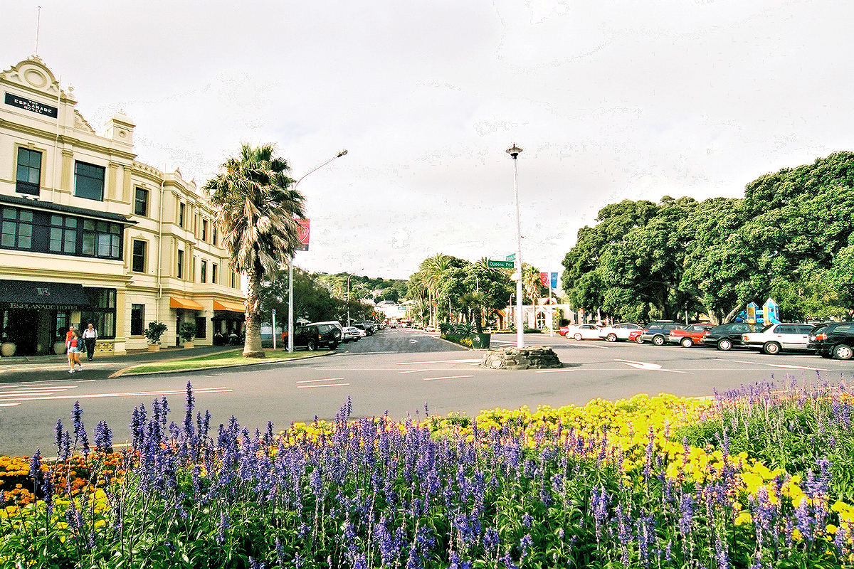 Auckland: Devonport village square. Photo © Home At First, creators of Independent Fly/Drive New Zealand Travel.
