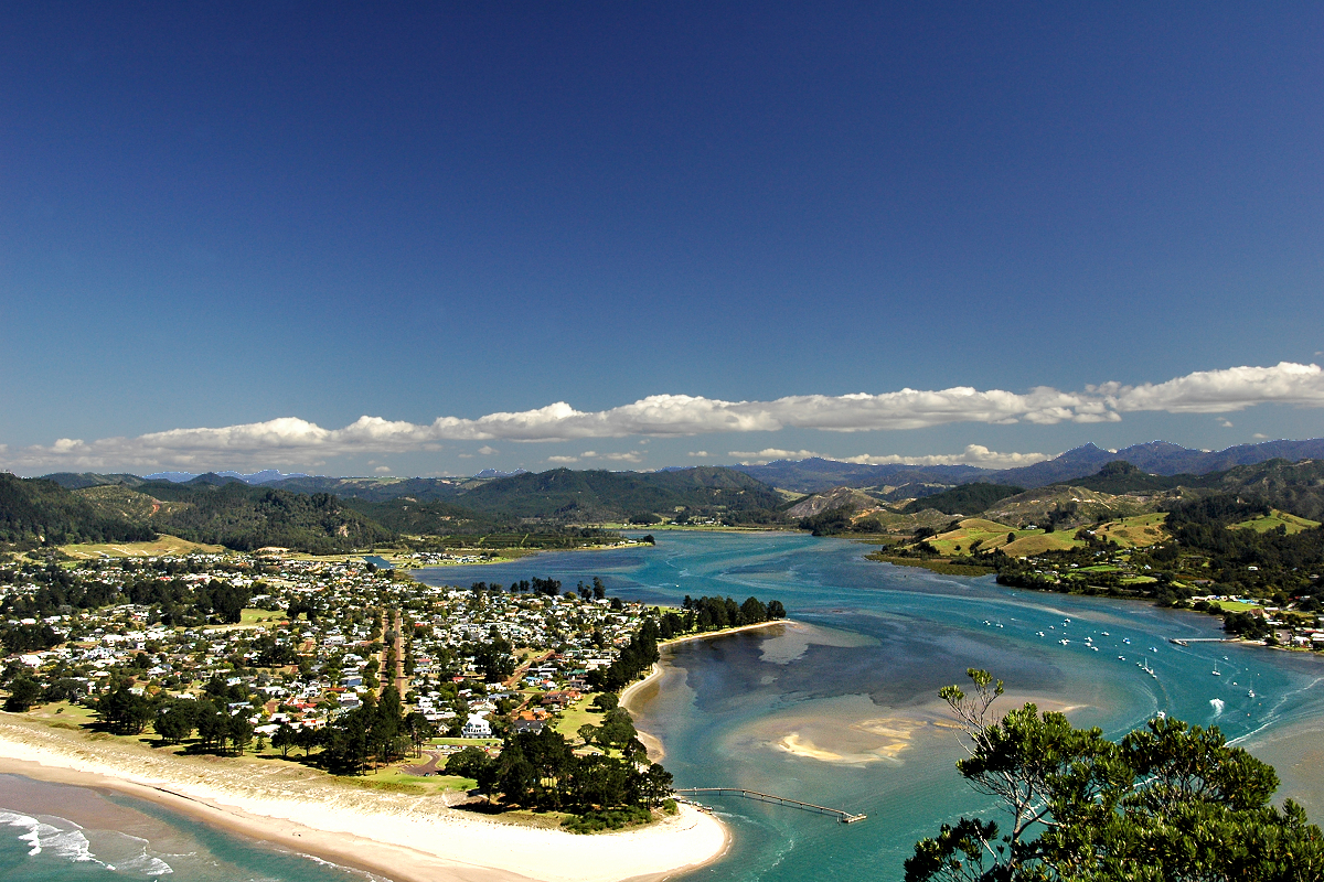 Coromandel: Pauanui & Tairua from Mt Paku lookout. Photo © Home At First.