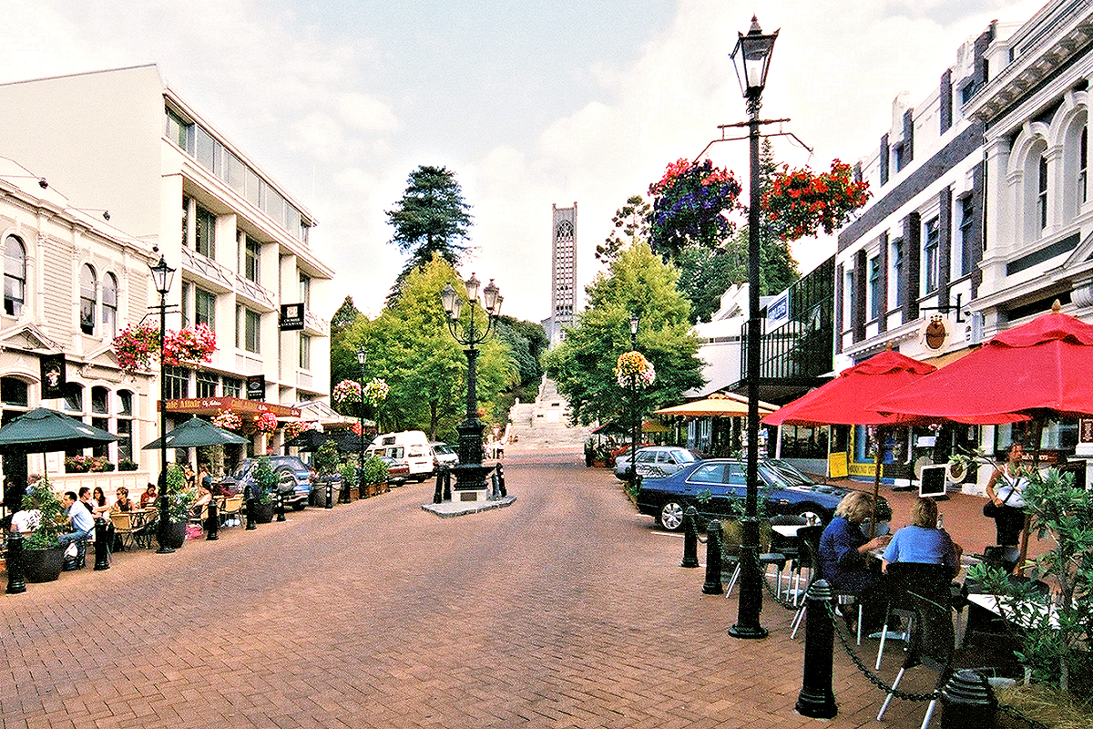 Nelson: traffic-free Trafalgar Square by the cathedral. Photo © Home At First.