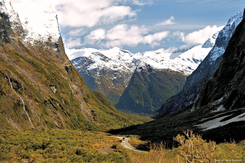 Fiordland - Cleddau Valley on the way to Milford Sound. NZ Tourism Photo.