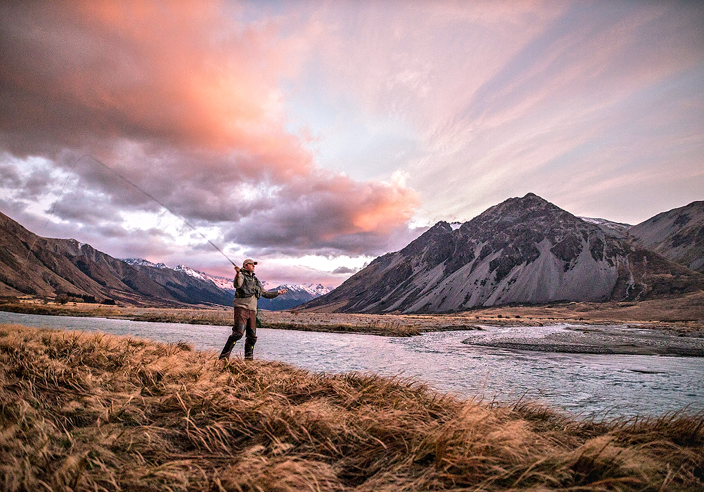Mackenzie Country - Fly Fishing at Lindis Pass. NZ Tourism Photo by Miles Holden.